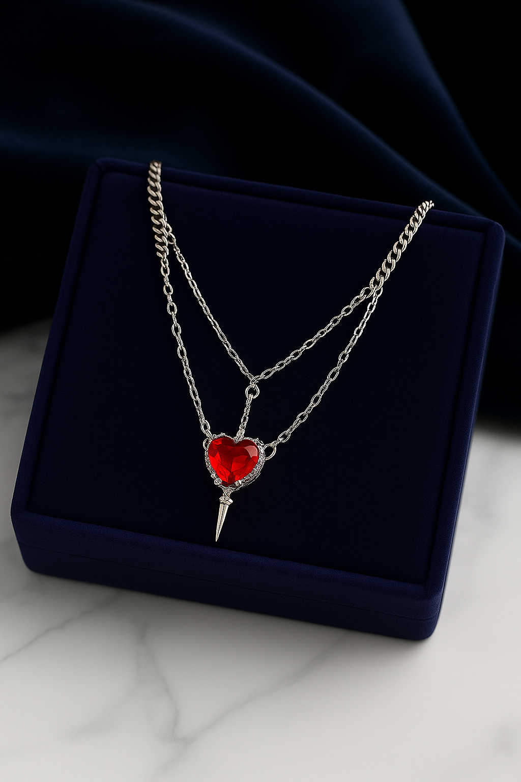 Heart & Sword Couple Necklace