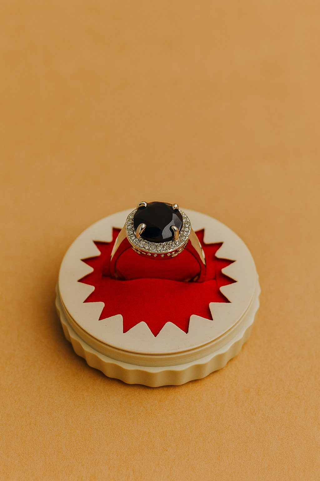 Sterling Silver and Black Onyx Halo Ring