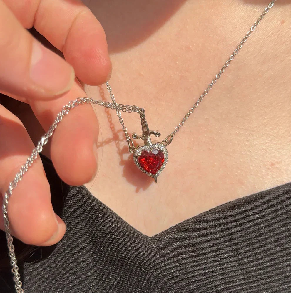 Heart & Sword Couple Necklace