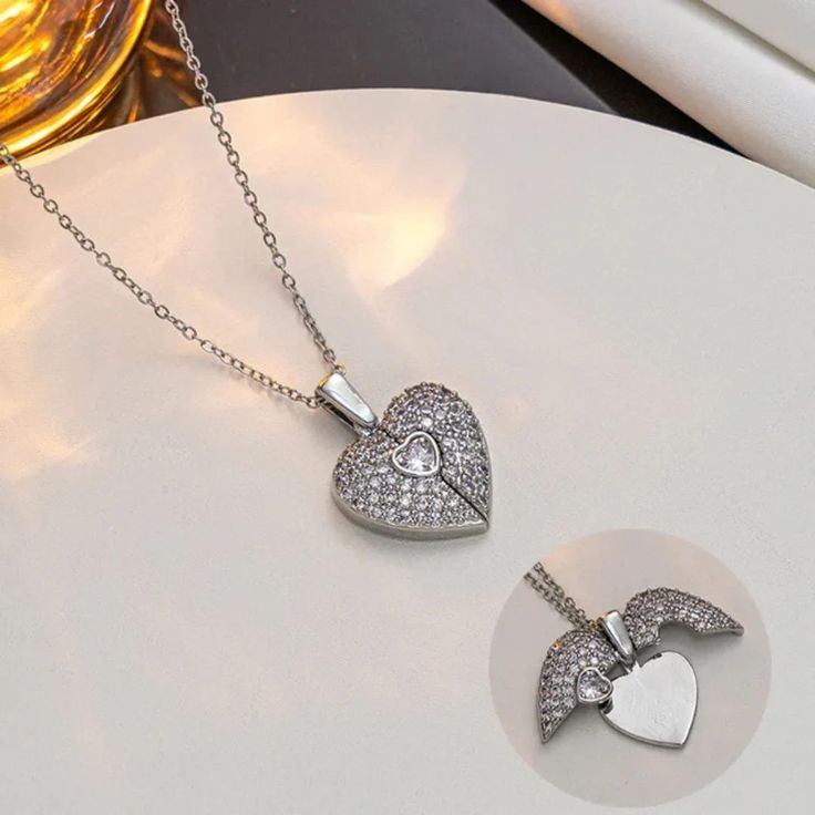 parkling Heart Zircon Pendant Necklace
