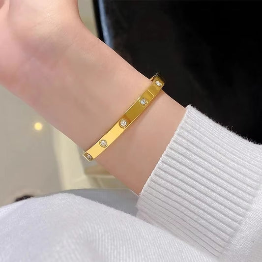 Crystal-Studded Gold Cuff