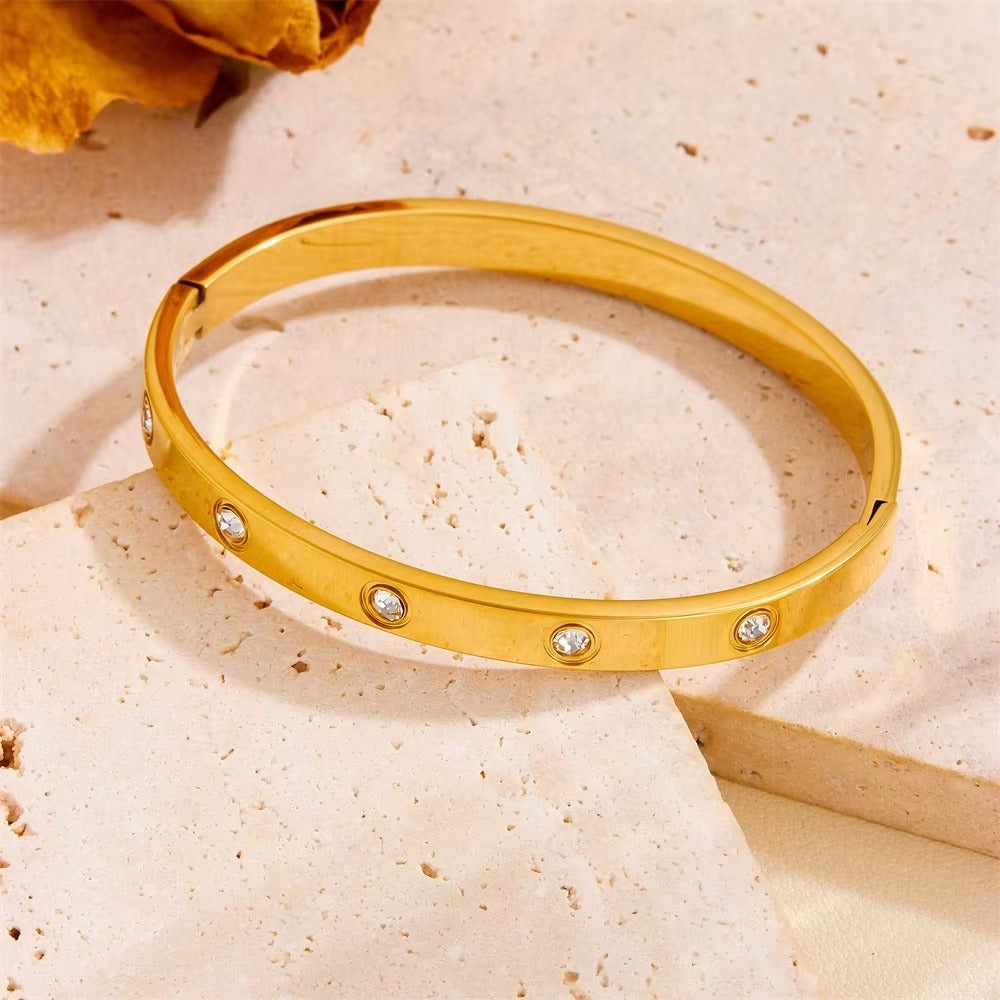 Crystal-Studded Gold Cuff