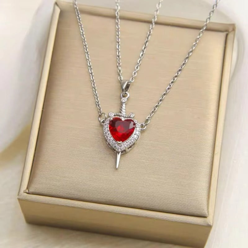Heart & Sword Couple Necklace